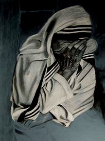 Charcoal drawing of a Carmelite nun.