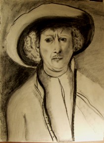 Charcoal Portrait of Rembrandt of paper by Jason Jones.